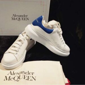 Alexander McQueen White Sneakers with Blue Detail